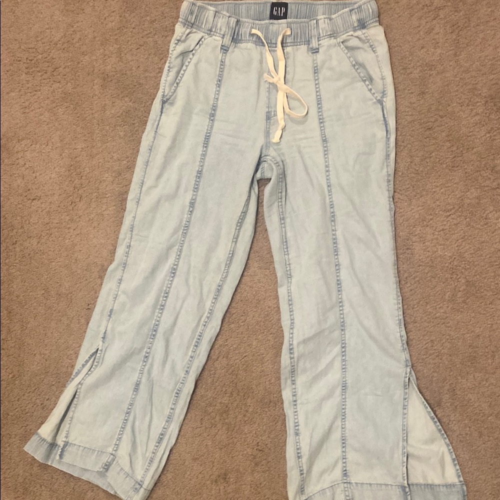 GAP Blue Flare Wide Leg Jeans with Drawstring Waist